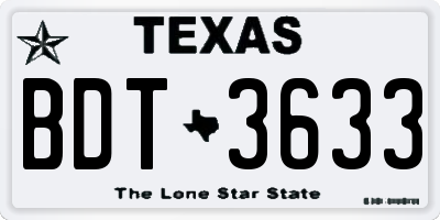TX license plate BDT3633