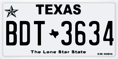 TX license plate BDT3634