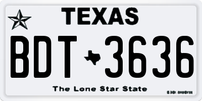 TX license plate BDT3636
