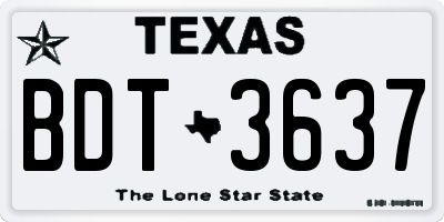 TX license plate BDT3637
