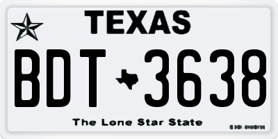 TX license plate BDT3638