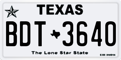 TX license plate BDT3640