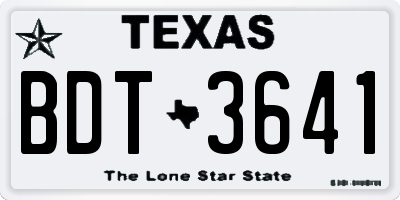 TX license plate BDT3641