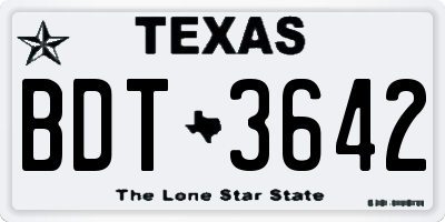 TX license plate BDT3642