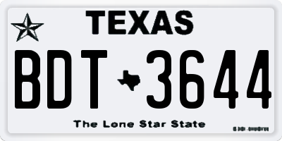 TX license plate BDT3644