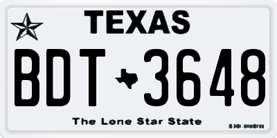 TX license plate BDT3648