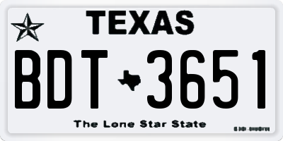 TX license plate BDT3651