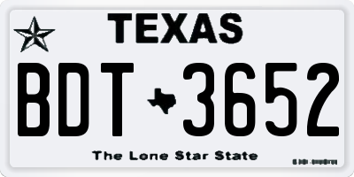 TX license plate BDT3652