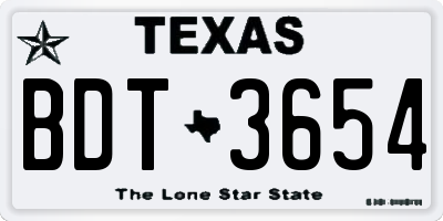TX license plate BDT3654