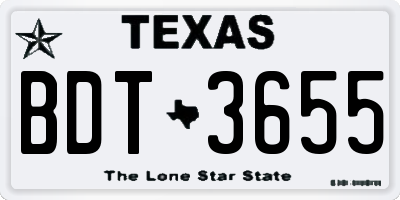 TX license plate BDT3655