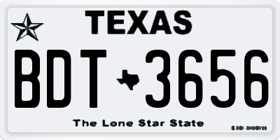 TX license plate BDT3656