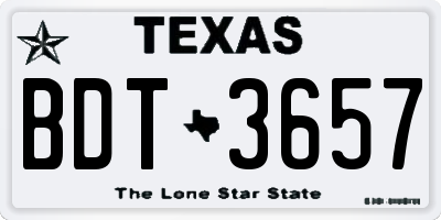 TX license plate BDT3657