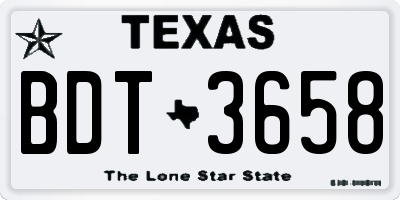 TX license plate BDT3658