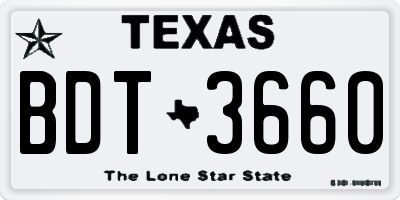 TX license plate BDT3660