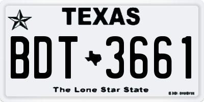 TX license plate BDT3661