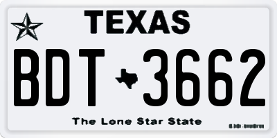 TX license plate BDT3662