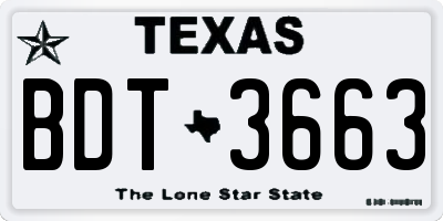 TX license plate BDT3663