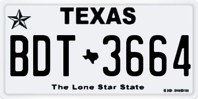 TX license plate BDT3664
