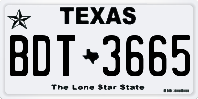 TX license plate BDT3665