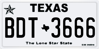 TX license plate BDT3666