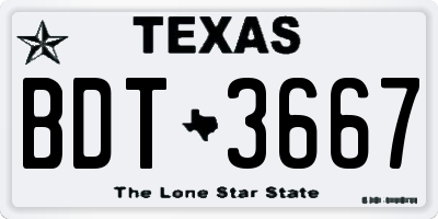 TX license plate BDT3667