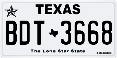 TX license plate BDT3668
