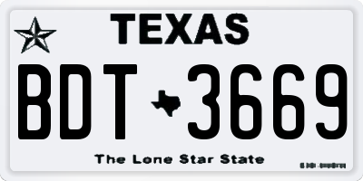 TX license plate BDT3669