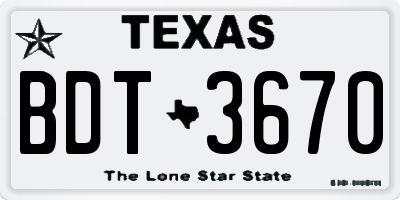 TX license plate BDT3670