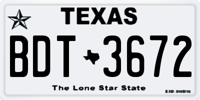 TX license plate BDT3672