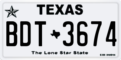 TX license plate BDT3674
