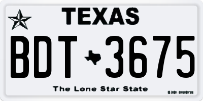 TX license plate BDT3675