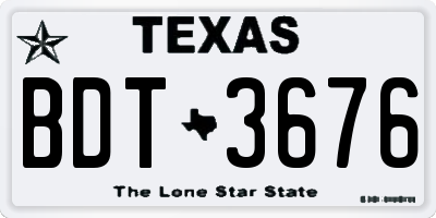TX license plate BDT3676