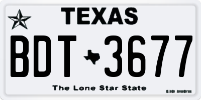 TX license plate BDT3677