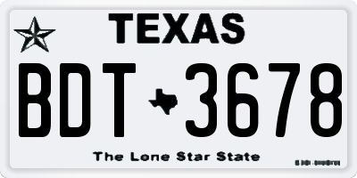 TX license plate BDT3678