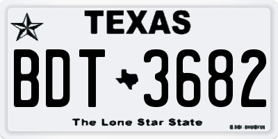 TX license plate BDT3682