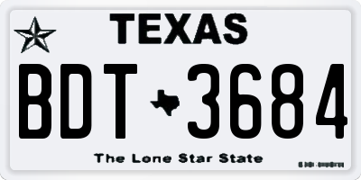 TX license plate BDT3684
