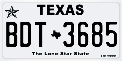 TX license plate BDT3685