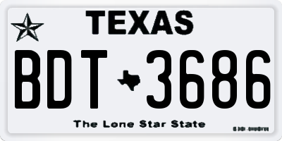 TX license plate BDT3686