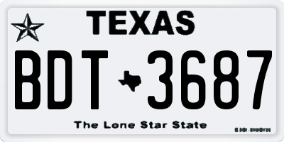 TX license plate BDT3687