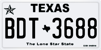 TX license plate BDT3688