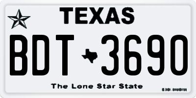TX license plate BDT3690