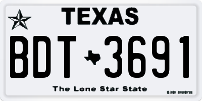 TX license plate BDT3691