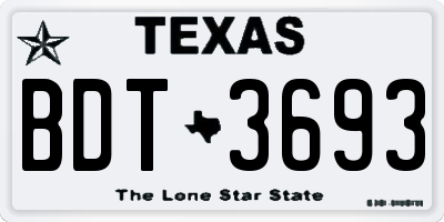 TX license plate BDT3693