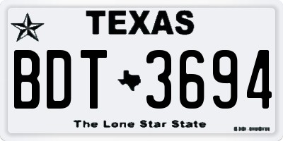 TX license plate BDT3694