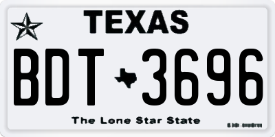 TX license plate BDT3696