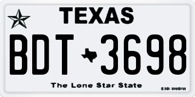 TX license plate BDT3698