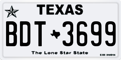 TX license plate BDT3699