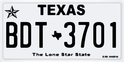TX license plate BDT3701