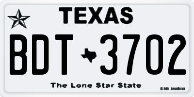 TX license plate BDT3702