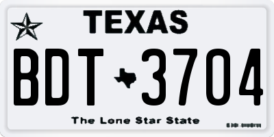 TX license plate BDT3704